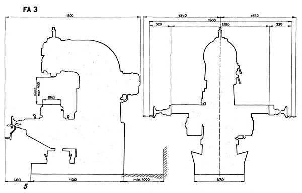 FA3v Габаритные розміри фрезерного верстата